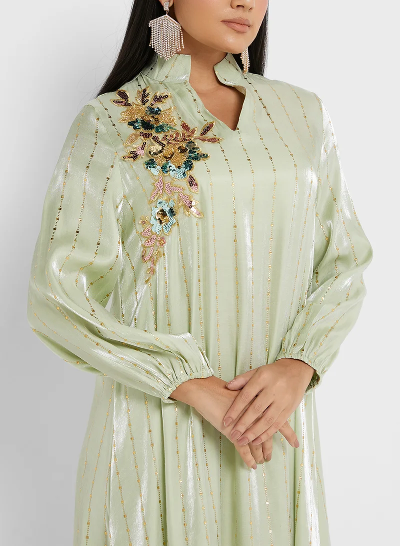 Khizana Embroidered Long Sleeve Dress
