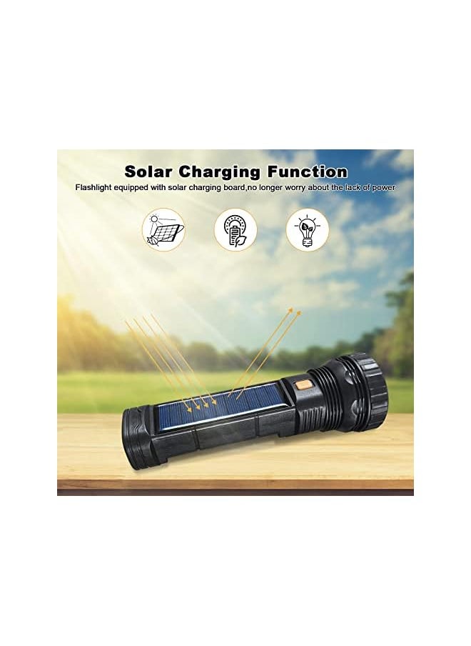 PROMASS Solar LED Torch, USB Rechargeable Solar Torch, LED Torch with 3 Modes, LED Strobe Waterproof Torch, Torch Lamp Ideal for Fishing, Emergency, Outdoor  - Image 3
