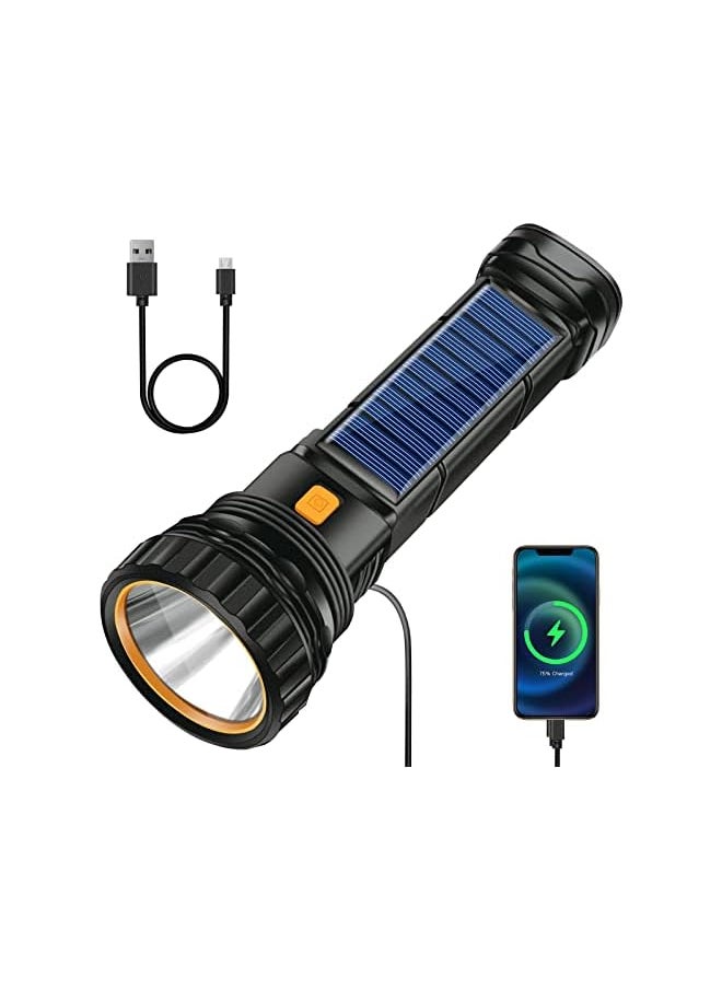 PROMASS Solar LED Torch, USB Rechargeable Solar Torch, LED Torch with 3 Modes, LED Strobe Waterproof Torch, Torch Lamp Ideal for Fishing, Emergency, Outdoor  - Image 2