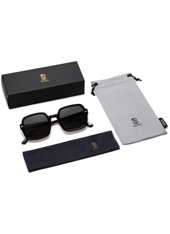 Sojos Retro Square Polarized Sunglasses For Women Men Classic Trendy Sunnies Sj2226, Black/Grey  - Image 5