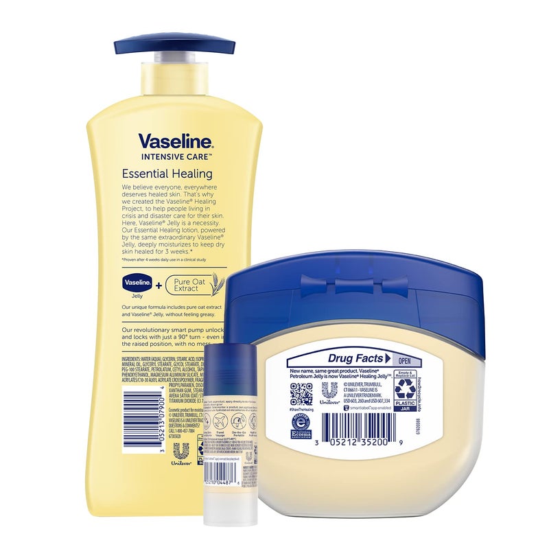 Vaseline Intensive Care Essential Healing Body Lotion, 20.3 oz, Bundled with Petroleum Jelly Original, 7.5oz, and All-Over Body Balm Stick, 1.4 oz - Pack of 3, Moisturizing Skin Care - Image 2