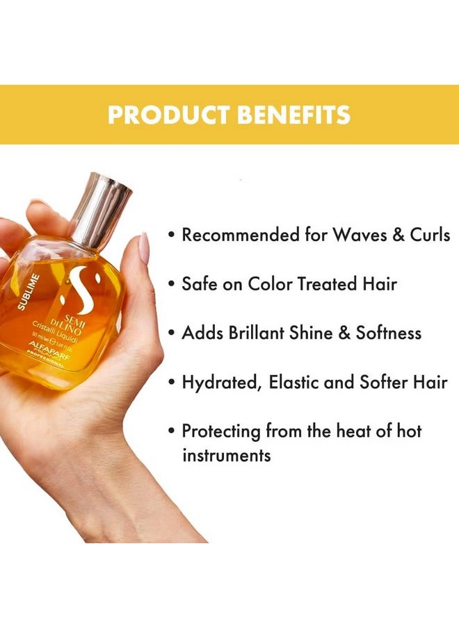 ALFAPARF MILANO Cristalli Liquidi Hair Serum With Flaxseed Oil And Vitamin E - Post Wash Serumfinishing Provides Shine - Vegan, Sulfate Free 50Ml  - Image 2