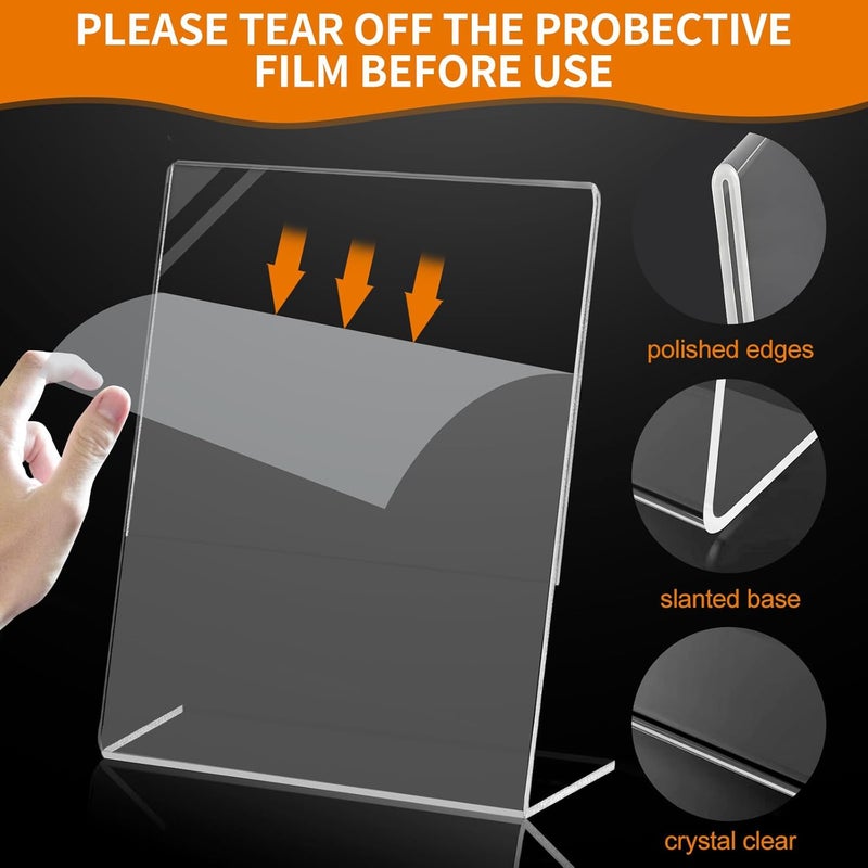 Ayuanb Acrylic Sign Holder with Vertical Slanted Back - Store Restaurant Sign Holders - Acrylic Sign Holder Picture Frames 4x6 Inch, Clear L-Shape Price Tag Holder Stand for Shopping Mall,15 Pack - Image 3