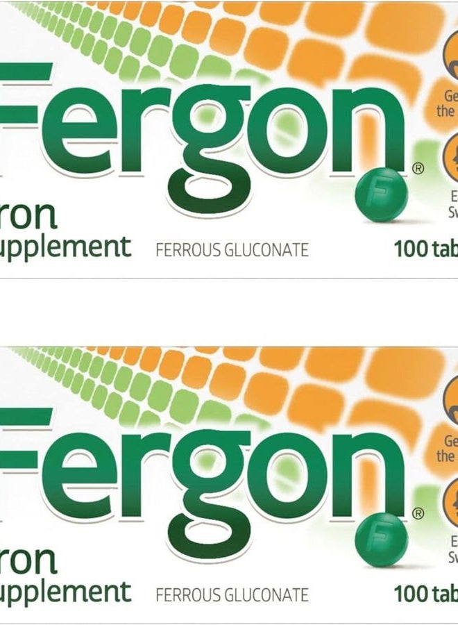 Fergon حديد عالي الفعالية قابل للذوبان وسهل الهضم، 27 ملغ حديد، 100 قرص - Image 1