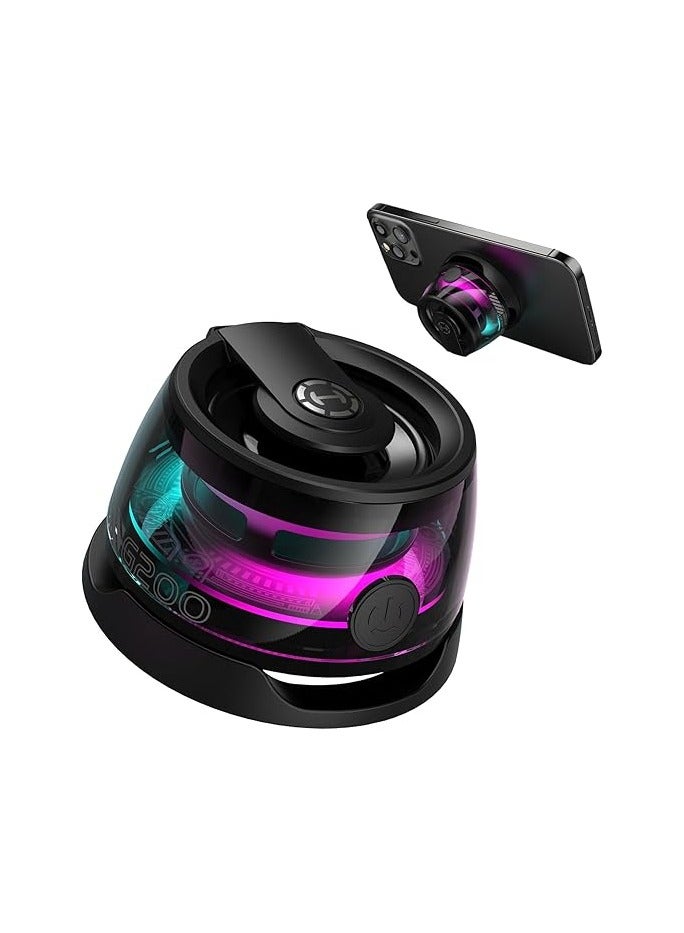 Edifier G200 Magnetic Bluetooth Speaker, 5W Mini Speakers Wireless with Bluetooth 5.3, RGB Light, Game Mode, 7H Playtime, Portable Phone Stand for iPhone, Travel, Golf Cart - Noir Black