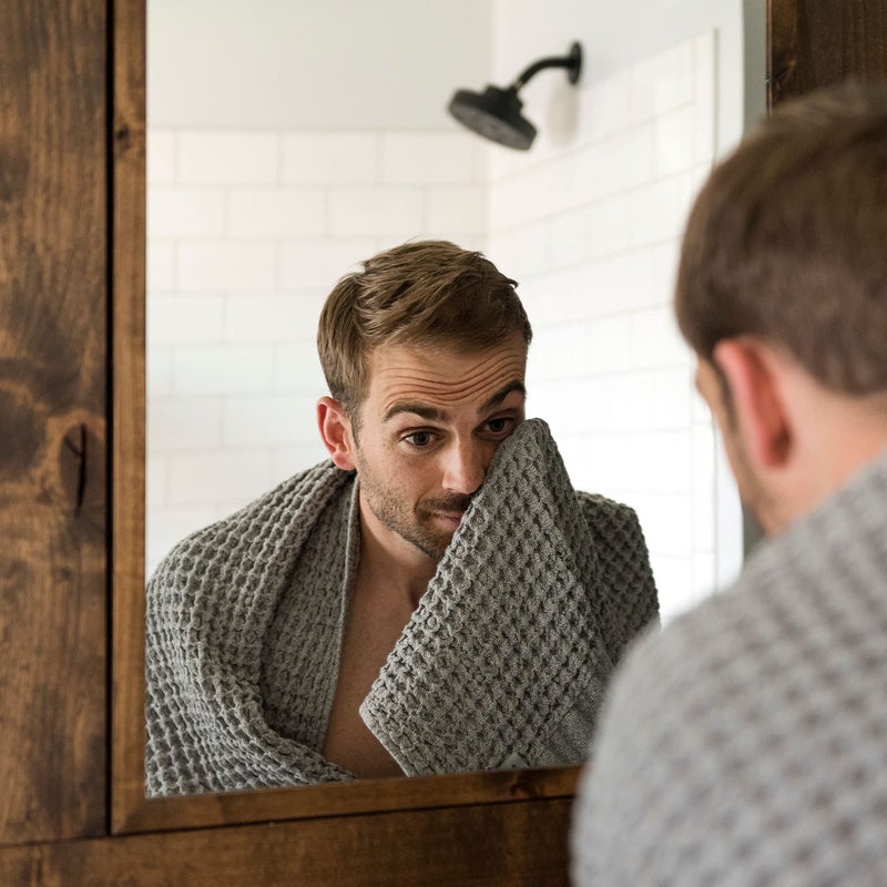 ONSEN Denim Bath Sheet - XL Denim Blue - Lightweight Quick-Dry Waffle Weave Travel Towel - Absorbent Supima Cotton Sheet for Home - Image 4