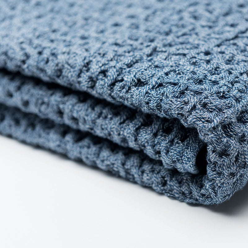 ONSEN Denim Bath Sheet - XL Denim Blue - Lightweight Quick-Dry Waffle Weave Travel Towel - Absorbent Supima Cotton Sheet for Home - Image 3