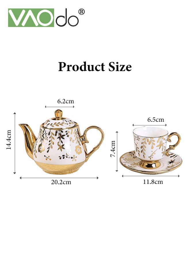 VAOdo 13PCS Tea Cup Sets, Service for 6, Pot (700ML) & Cups (110ML) with Saucers, Pastel Floral Design with Gift Box, Porcelain Tea Set for Adult, Dishwasher Safe, Vintage Teapot Tea Sets - Image 3