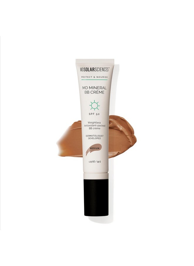 MDSolarSciences - Md Mineral Bb Crème Spf 50 - Beauty Balm Sunscreen For Face - Vegan Broad Spectrum Uv Protection - Blendable Tinted Cream - Smooth, Natural Matte Finish, Medium, 1.23 Oz - Image 1