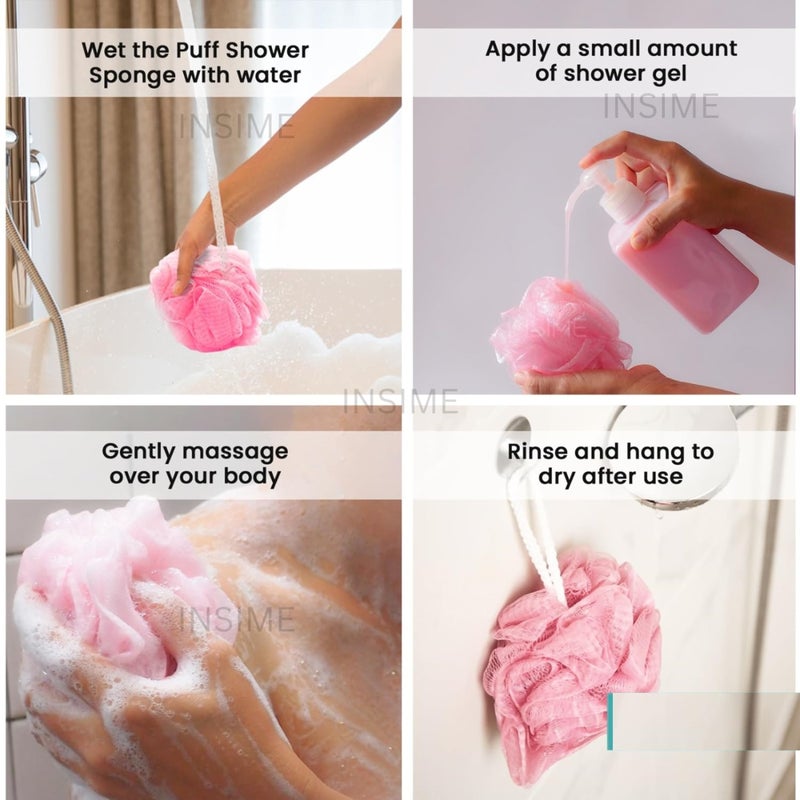 BIMIGET Mesh Loofah Sponges, 8-Pack Small Loofahs for Kids Colorful Sponges Mesh Pouf Resuable Shower Sponges Loofah Bath Ball Back (8 Pack) - Image 3