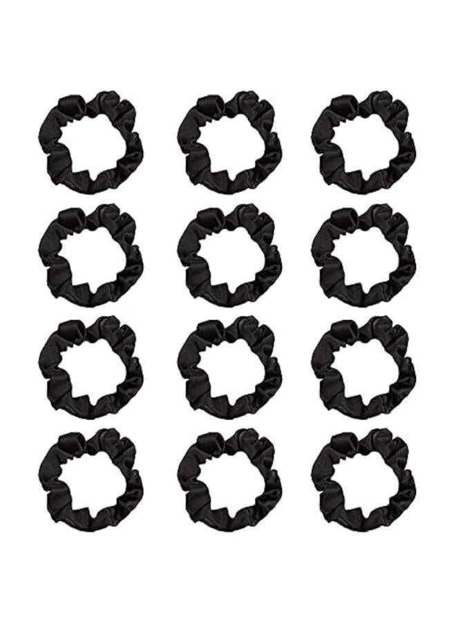 Pengxiaomei 12 قطعة من أربطة الشعر ساتان، أربطة شعر سوداء مرنة، حوامل ذيل الحصان، إكسسوارات شعر، هدايا للفتيات المراهقات، أشياء عصرية - Image 1