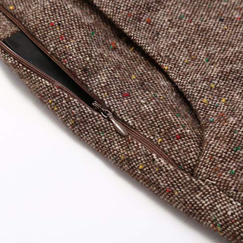 IDEALSANXUN Plaid Skirts for Women Winter Wool Tweed Sweater Skirt (Medium, Long Coffee) - Image 3