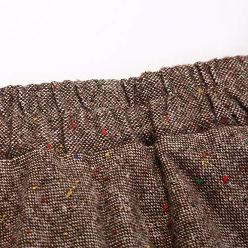 IDEALSANXUN Plaid Skirts for Women Winter Wool Tweed Sweater Skirt (Medium, Long Coffee) - Image 4