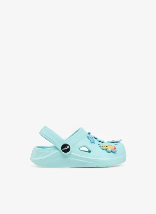 Aqua Jibbitz Charm Accent Clogs with Backstrap