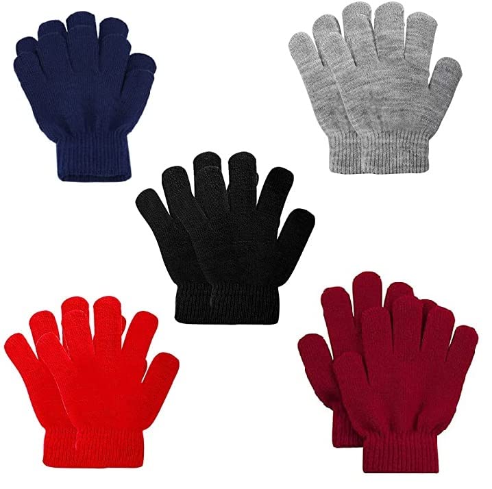 KETKAR Boys|Girls Kids Winter Gloves Pure Woolen Gloves_Pack Of 05(Multicolour,3-4 Years) - Image 1