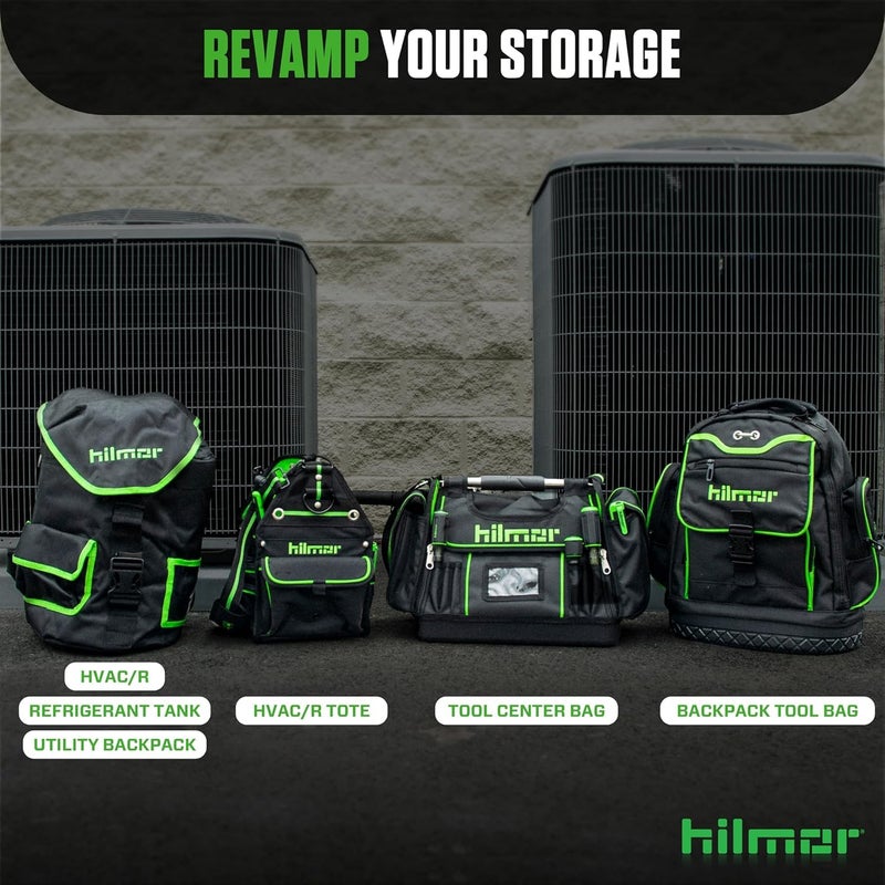 Hilmor HT 1839078 HVAC Tool Bag with 27 Pockets, Key Clip, Tape Loop, Shoulder Strap,HVAC/R Tools and Equipment, Black/Green, 13â€ - Image 5