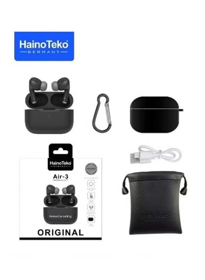 Haino Teko Haino Teko Air-3 Wireless Bluetooth Earphones for Mobile and Tablet True Wireless Stereo Earbuds with Mic Touch Control Long Battery Black - Image 1