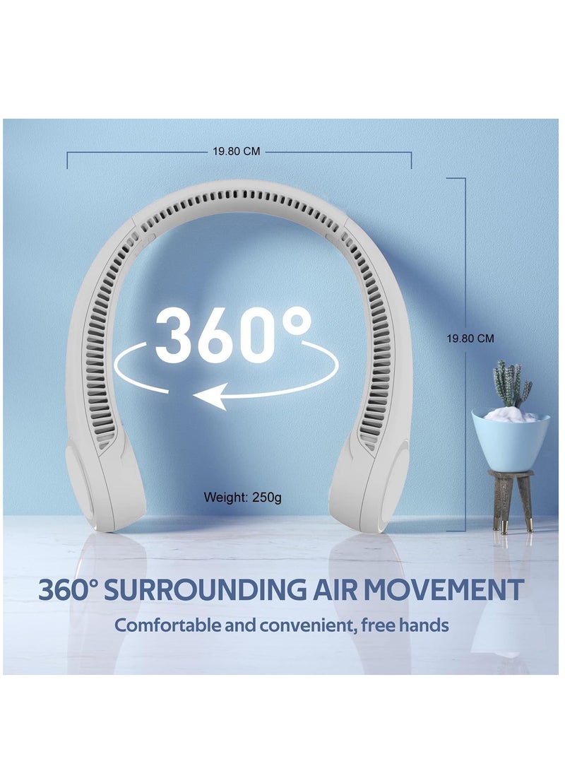 Portable Neck Fan 4000 mAh Battery Operated Hands Free Bladeless Fan, Wearable Personal Fan, Leafless, Rechargeable, Headphone Design, USB Powered Desk Fan,3 Speeds (Gray) - Image 3
