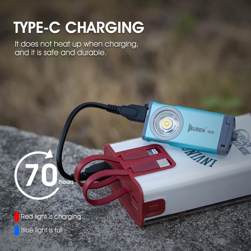 WUBEN G2 Keychain Flashlight - 175° Wide Beam, Magnetic Keyring Torch with 5 Light Modes - Image 3