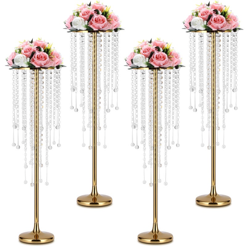 Rozrety Metal Gold Vase 4pcs Modern Centerpiece for Table Wedding Event Decor 295in Tall Durable Rust Resistant Luxurious Home Decorations