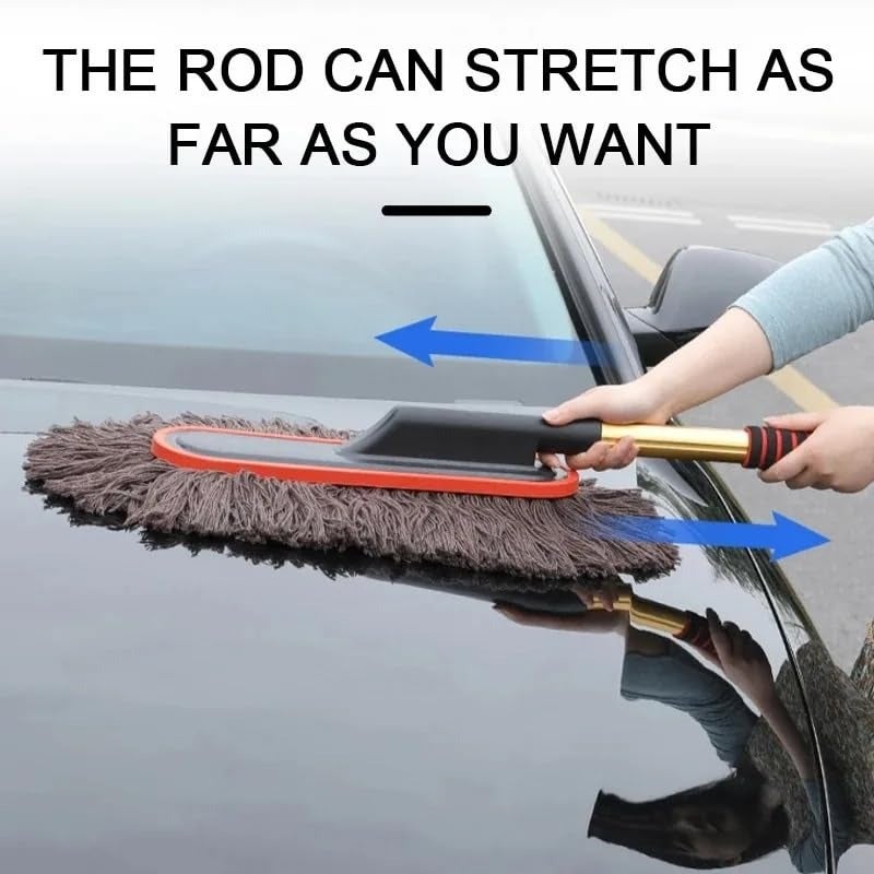 ممسحة السيارة MICROFIBER من دي تاكي، فرشاة تنظيف السيارة فائقة النعومة، مع شعيرات قطنية قابلة للتمديد ومعالجة بالشمع، فرشاة للسيارات نظيفة وخالية من الخدوش، م مسحة ميكروفايبر للسيارات، باللون البني - Image 3