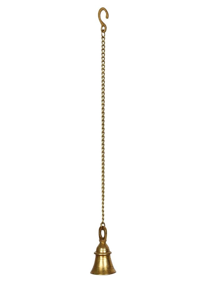 ARTVARKO Brass Hanging Bell Ghanti with Chain for Home Temple Decor Pooja Room Mandir Chain Ganti 20 Inches Long Metal Antique Style Hook Chain Ideal Religious Gift - Image 3