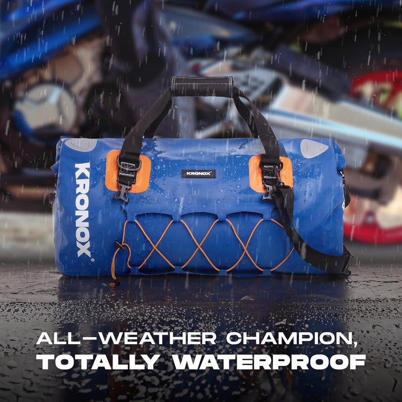 KRONOX Waterproof Motorcycle Duffle Bag - Heavy Duty PVC, 40L Capacity, Reflective Design - Image 4