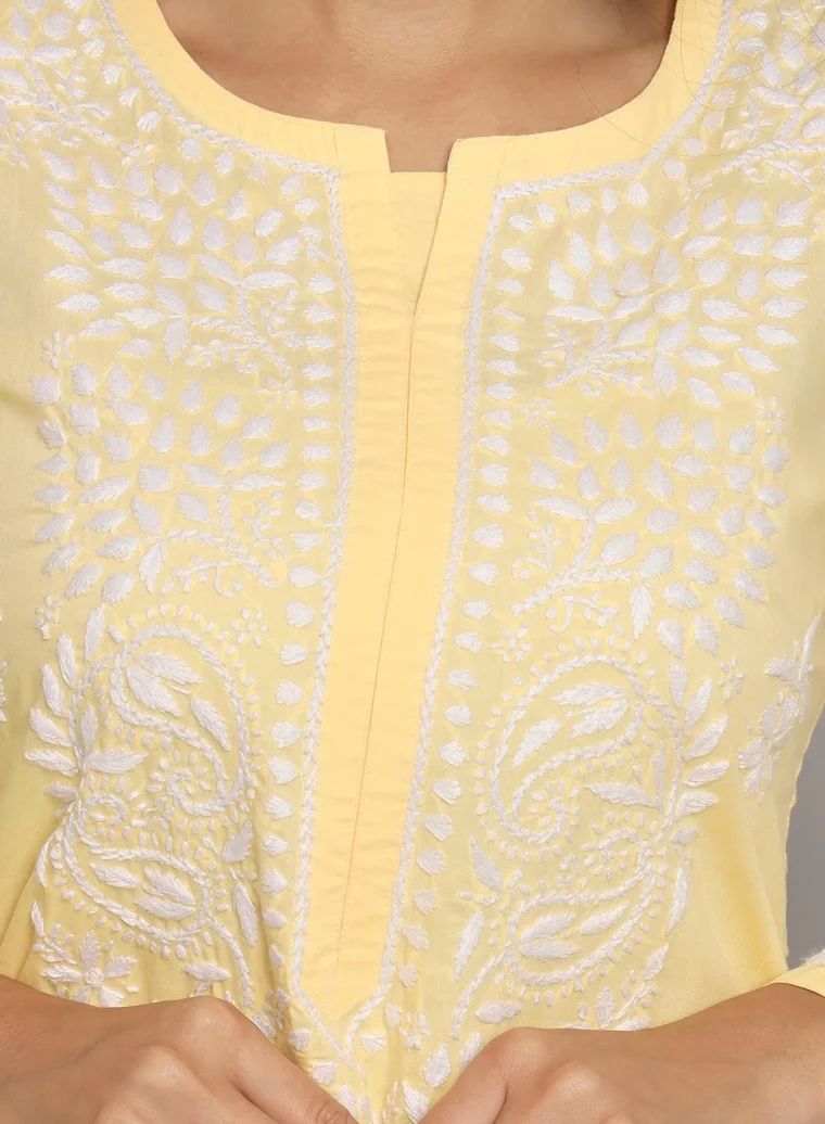 Alaya Women Hand Embroidered Chikankari Cotton Kurta Set-AL3674KS