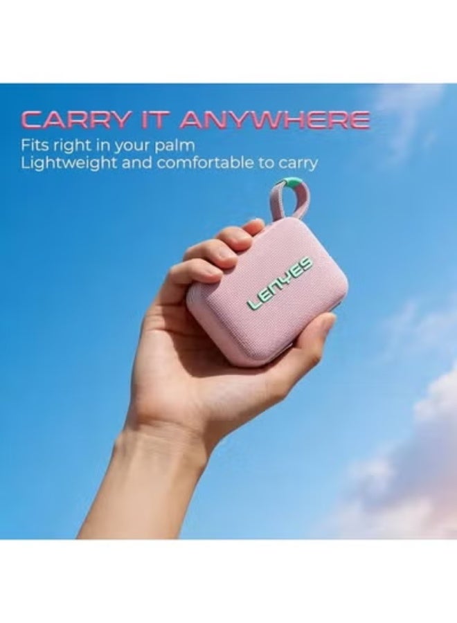 Lenyes S216 6W Bluetooth Portable Speaker, IPX7 Waterproof Wireless Speaker with Deep Bass, TWS Stereo Pairing, TF Card Support, Compact Outdoor Music Speaker - Pink - Image 3