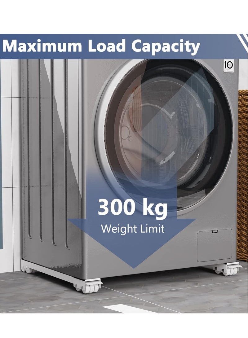 JAJEEK "Movable Adjustable Washing Machine Base with Brake – Heavy-Duty Base for Washer, Dryer, Refrigerator, Supports Up to 300kg, White"  - Image 3