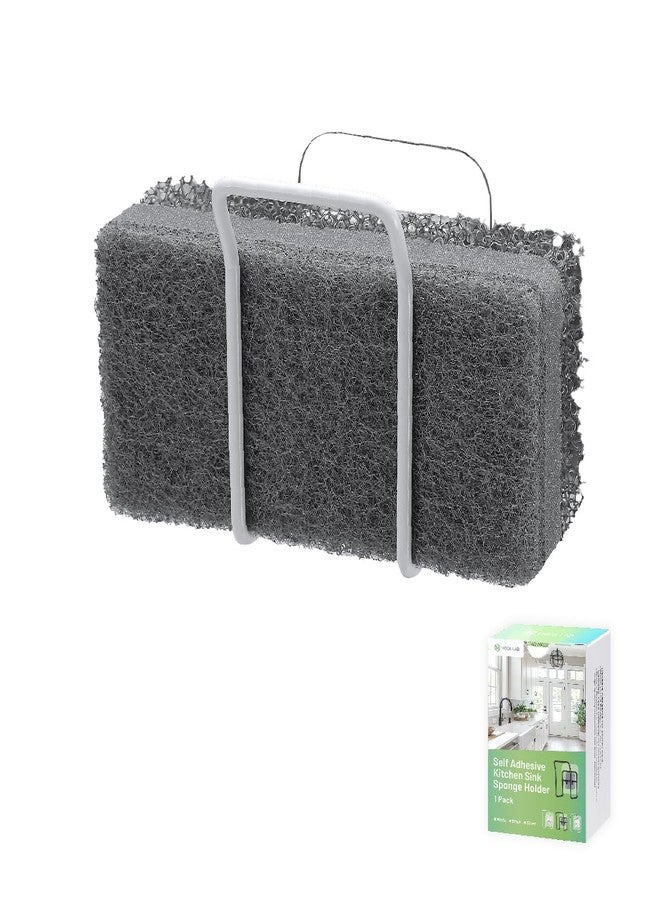 H HOOK LAB Hook LAB Reusable Sponge Holder for Kitchen Sink & Bathroom Organizer, Mountable Rack for Sponges, Scrubbers, Soaps and Brushes - White - Image 1