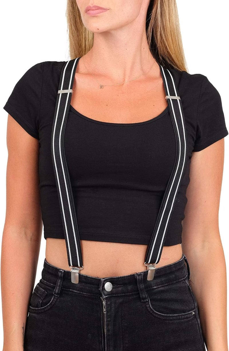 Action Ward Store Womens Suspenders – Y Back Style – 1" Width - Comfortably Adjustable Elastic Straps and Metal Clips - Image 3