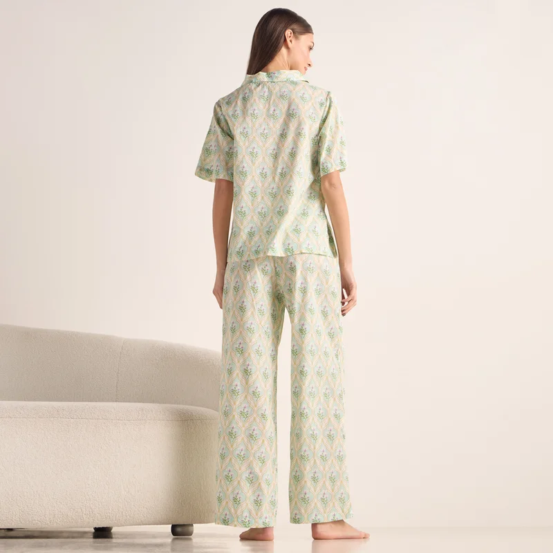 Splash FAV Printed Ruffle Sleeves Top and Pyjama Set