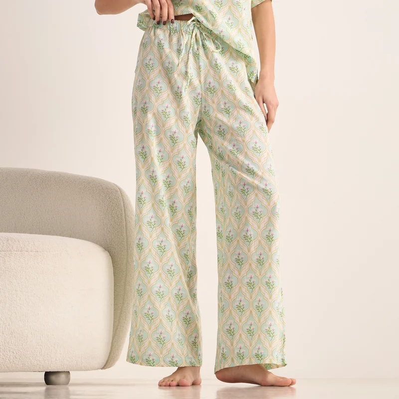 Splash FAV Printed Ruffle Sleeves Top and Pyjama Set