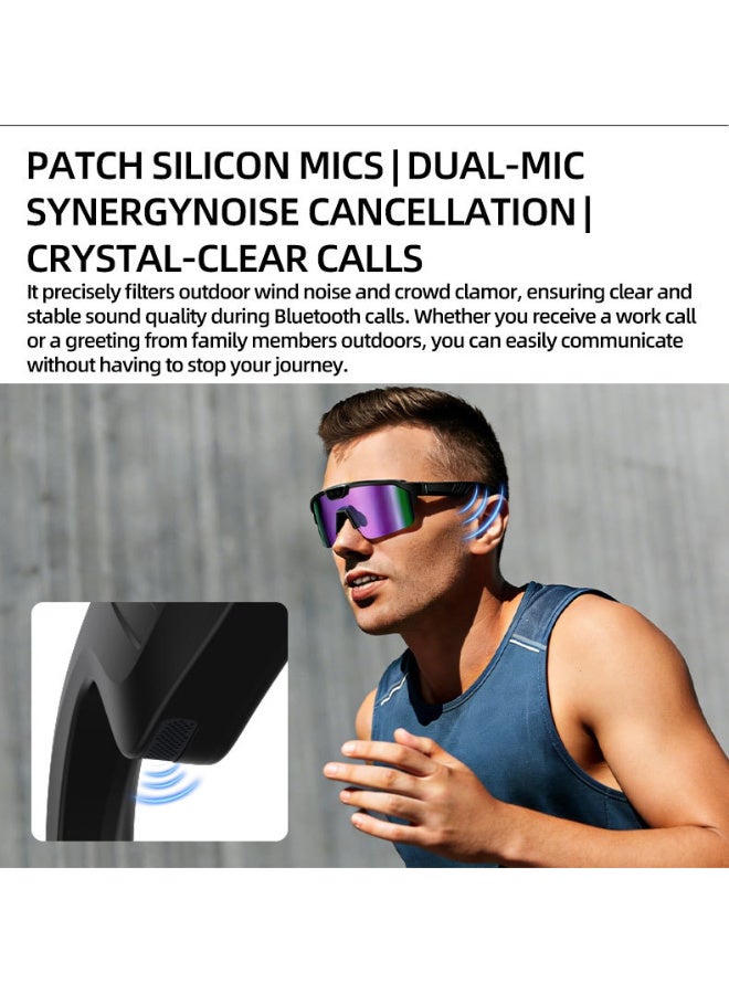 ZESITH Purple Blue AI Translation Outdoor Sunglasses 800W Camera Photo Video Bluetooth Cycling Skiing Fishing Glasses - Image 2
