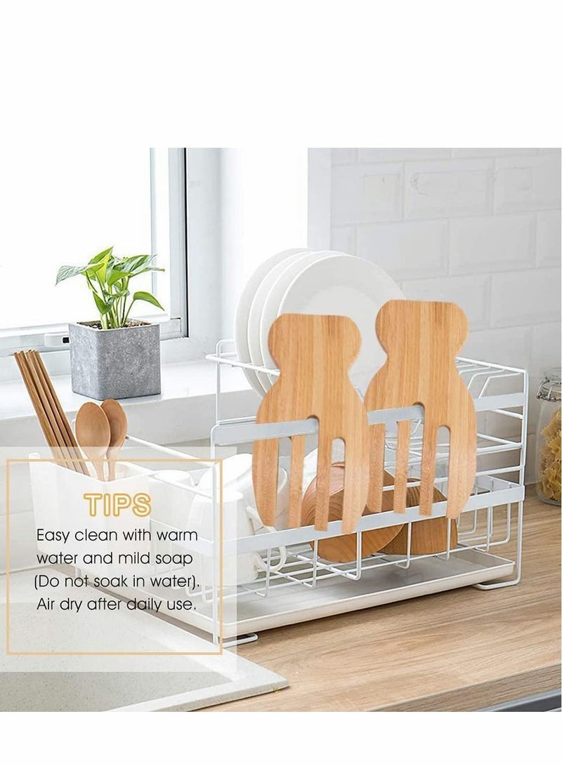 NIBEMINENT Bamboo Salad Hands Blender, Set Claws Tossing Wooden Tongs Personalized Utensils Pack of 2 - Image 3