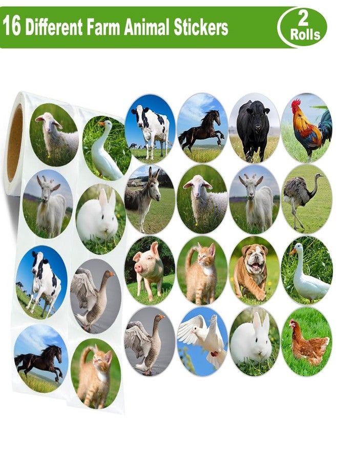 Hohamn Farm Animal Stickers Roll for Kids 1.5 Inch 600Pcs Round Farm Animals Label Stickers for Boys Girls Birthday Party Favors Gifts Decoration Teachers Student Classroom Reward - Image 2