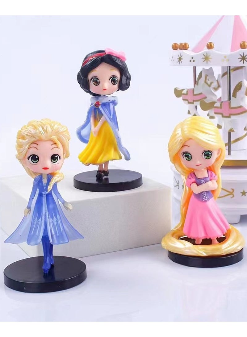 8-Piece Elsa/Mermaid/Snow White/Aladdin/Jasmine Princess Anime Statue Model Action Figure Toy Collection Set For Kids Height  - Image 5