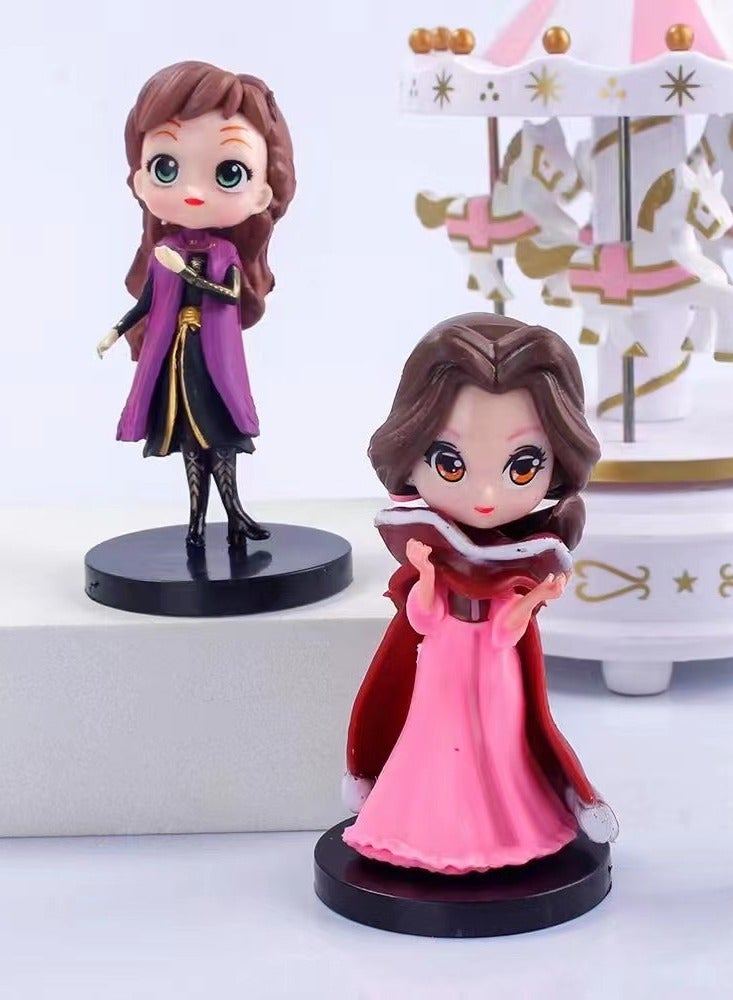 8-Piece Elsa/Mermaid/Snow White/Aladdin/Jasmine Princess Anime Statue Model Action Figure Toy Collection Set For Kids Height  - Image 4