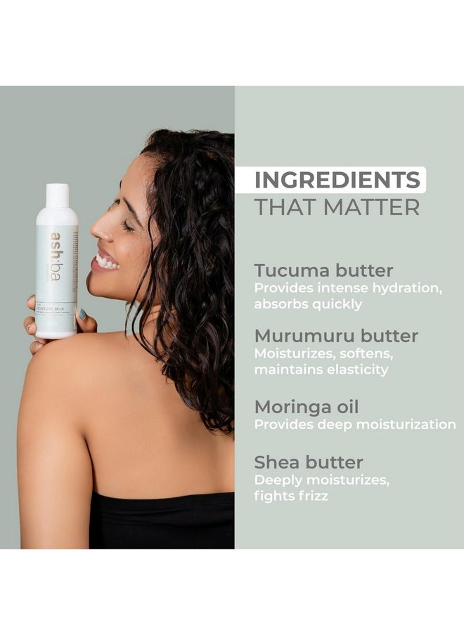 Ashba Botanics - Curl Moisture Milk For Curly, Coily, Frizzy, Dry & Wavy Hair | Cream For Men & Women | Blend Of Murumuru, Tucuma Butter, Argan Oil & Moringa Oil | Sls, Parabens Free (Pack Of 1, 100Ml) - Image 1
