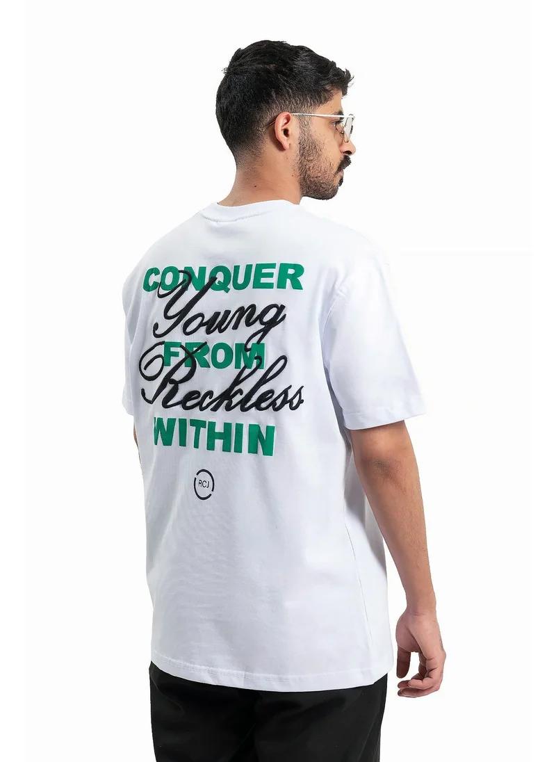 Wecre8 Men White Young Reckless T-Shirt By WECRE8