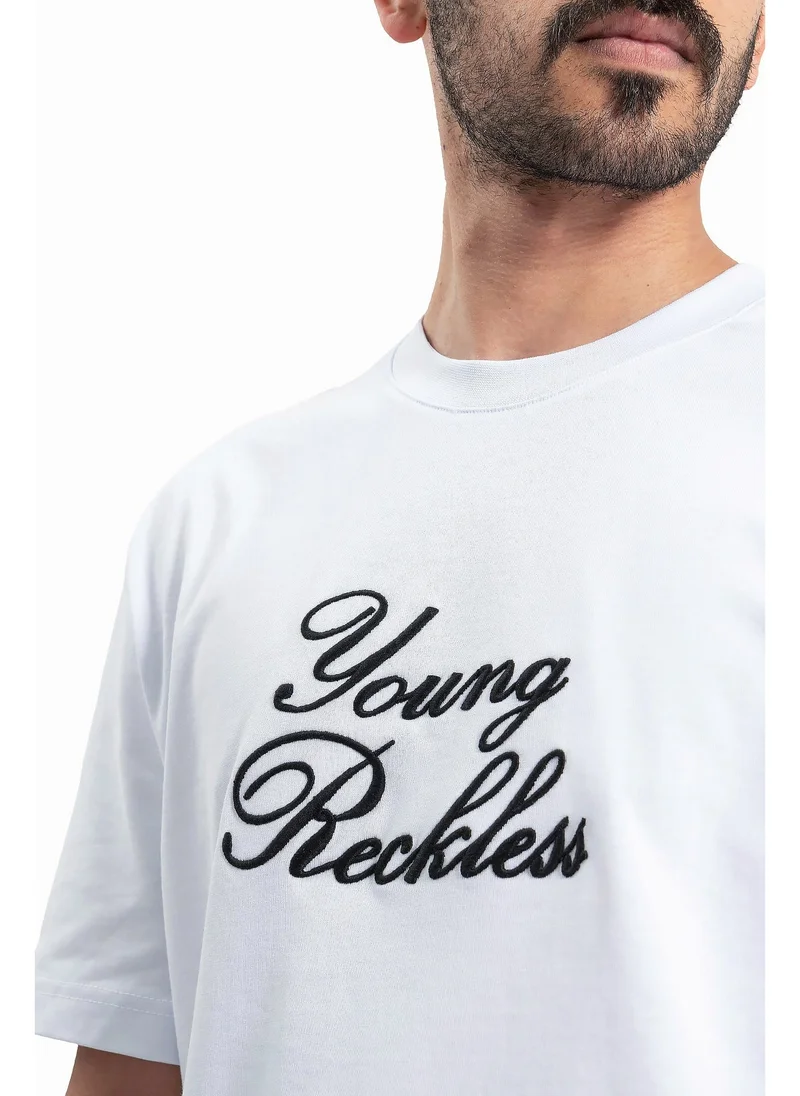 Wecre8 Men White Young Reckless T-Shirt By WECRE8