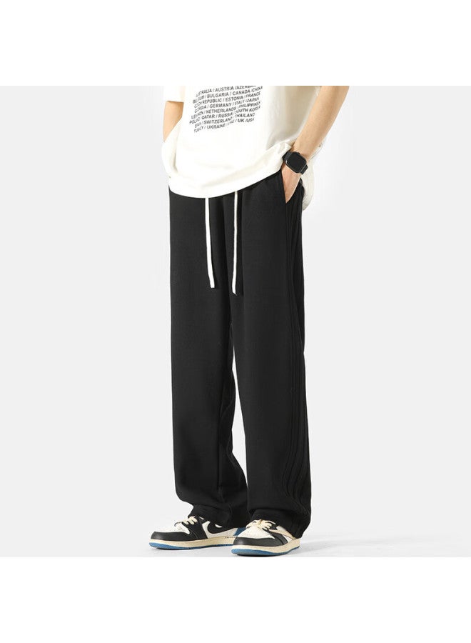 Vuug Casual Pants For Men, Autumn Straight-leg Trendy Youth Sportswear, Black, Size L - Image 2