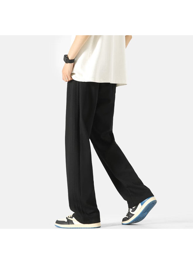 Vuug Casual Pants For Men, Autumn Straight-leg Trendy Youth Sportswear, Black, Size L - Image 1
