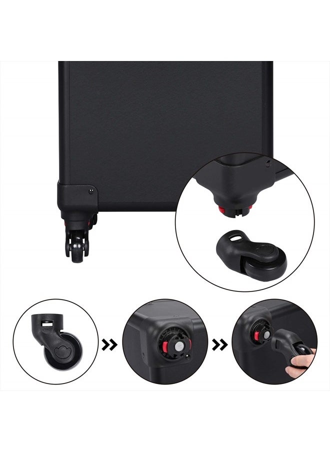 Yaheetech 4 in 1 Professional Makeup Train Case Aluminum Cosmetic Case Rolling Makeup Case Extra Large Trolley Makeup Travel Organizer, with 360° Swivel Wheels, Black  - Image 5