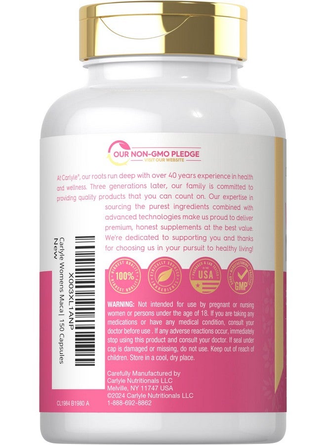 Carlyle Maca Root Capsules for Women 3200mg | 150 Count | Non-GMO, Gluten Free Supplement | for Her - Image 3
