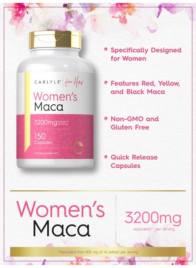 Carlyle Maca Root Capsules for Women 3200mg | 150 Count | Non-GMO, Gluten Free Supplement | for Her - Image 4