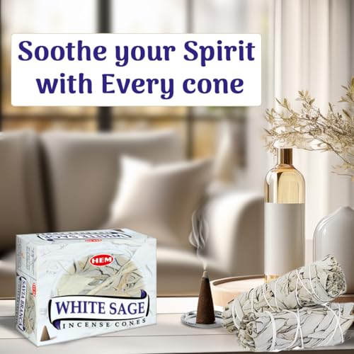 Hem White Sage Incense Cones Pack of 120 | 100% Natural Sage Cones for Room Freshening, Meditation & Pooja | Cleansing & Aromatherapy | 20-25 Minutes Burning Time - Image 3