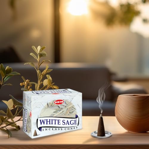 Hem White Sage Incense Cones Pack of 120 | 100% Natural Sage Cones for Room Freshening, Meditation & Pooja | Cleansing & Aromatherapy | 20-25 Minutes Burning Time - Image 4