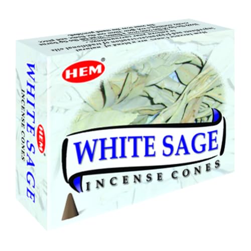 Hem White Sage Incense Cones Pack of 120 | 100% Natural Sage Cones for Room Freshening, Meditation & Pooja | Cleansing & Aromatherapy | 20-25 Minutes Burning Time - Image 1